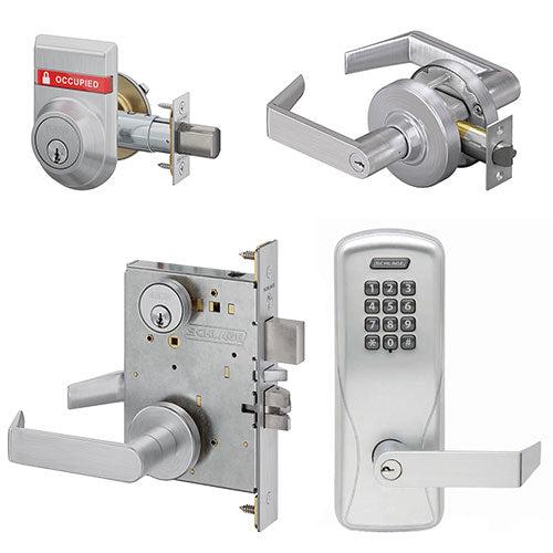 Residential lock options including deadbolts, levers, and keypad entry